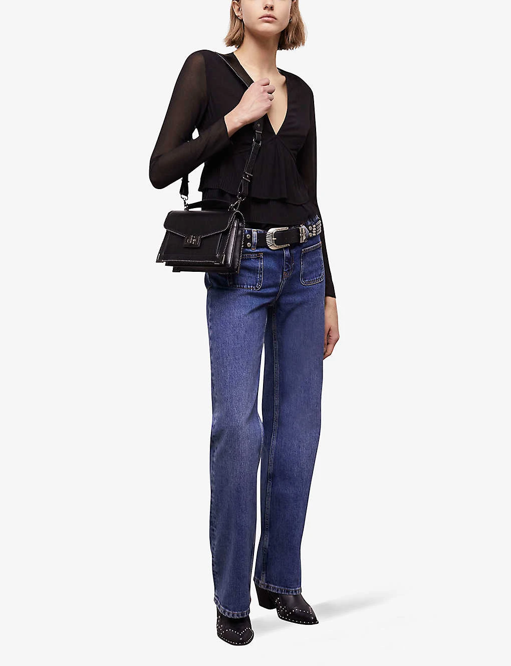 THE KOOPLES Semi-sheer V-neck Regular-fit Woven Blouse - Image 2