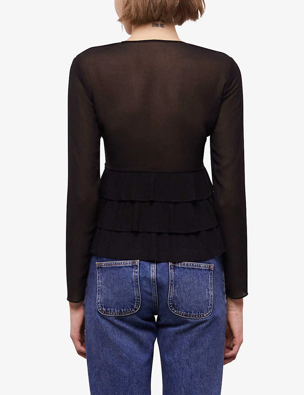 THE KOOPLES Semi-sheer V-neck Regular-fit Woven Blouse - Image 4