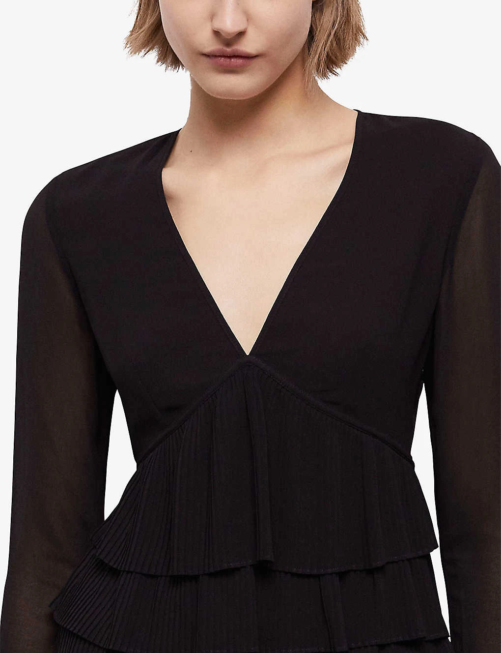 THE KOOPLES Semi-sheer V-neck Regular-fit Woven Blouse - Image 5