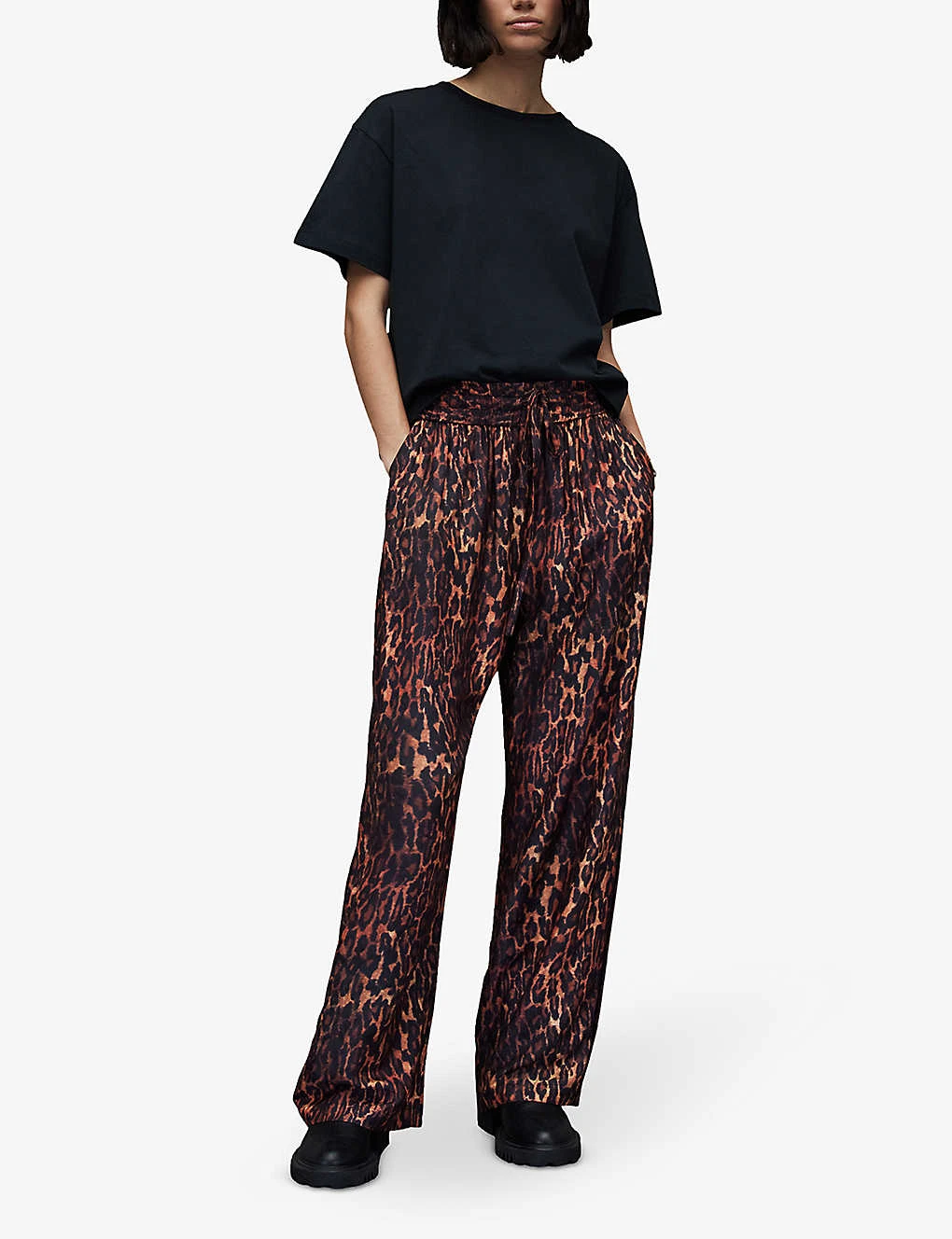 AllSaints Tyler Leopard-print Wide-leg Mid-rise Woven Trousers - Image 2
