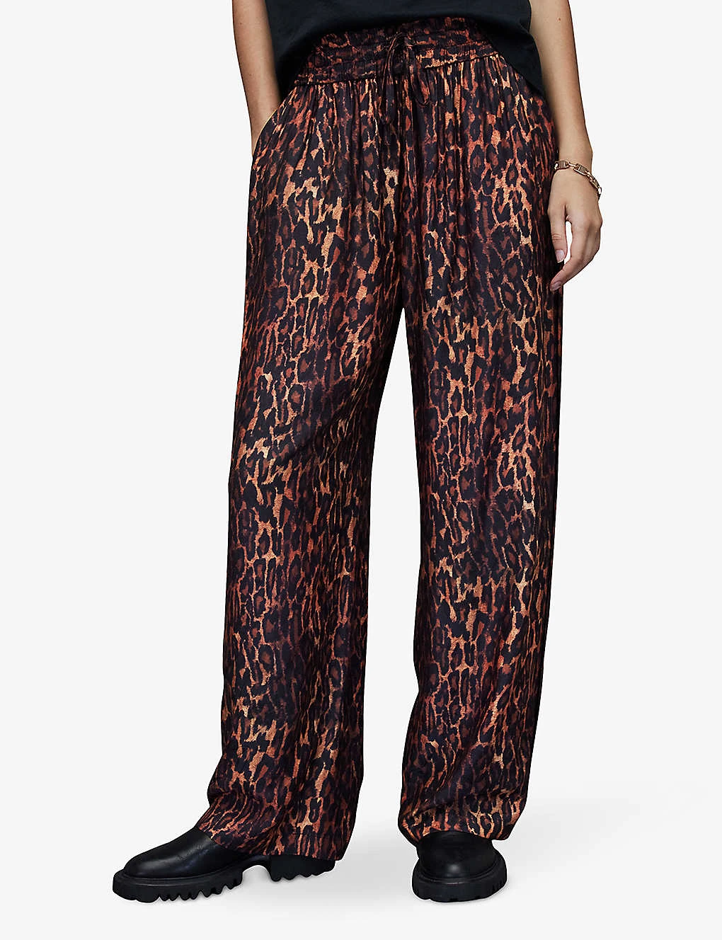 AllSaints Tyler Leopard-print Wide-leg Mid-rise Woven Trousers - Image 3