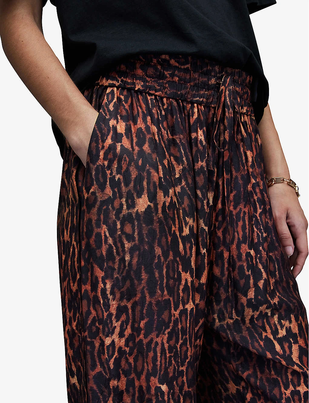 AllSaints Tyler Leopard-print Wide-leg Mid-rise Woven Trousers - Image 5