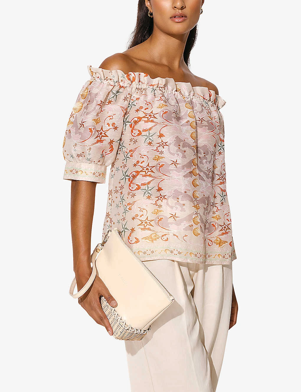 By Malina Marthe Ruffle-trim Linen-blend Top - Image 3