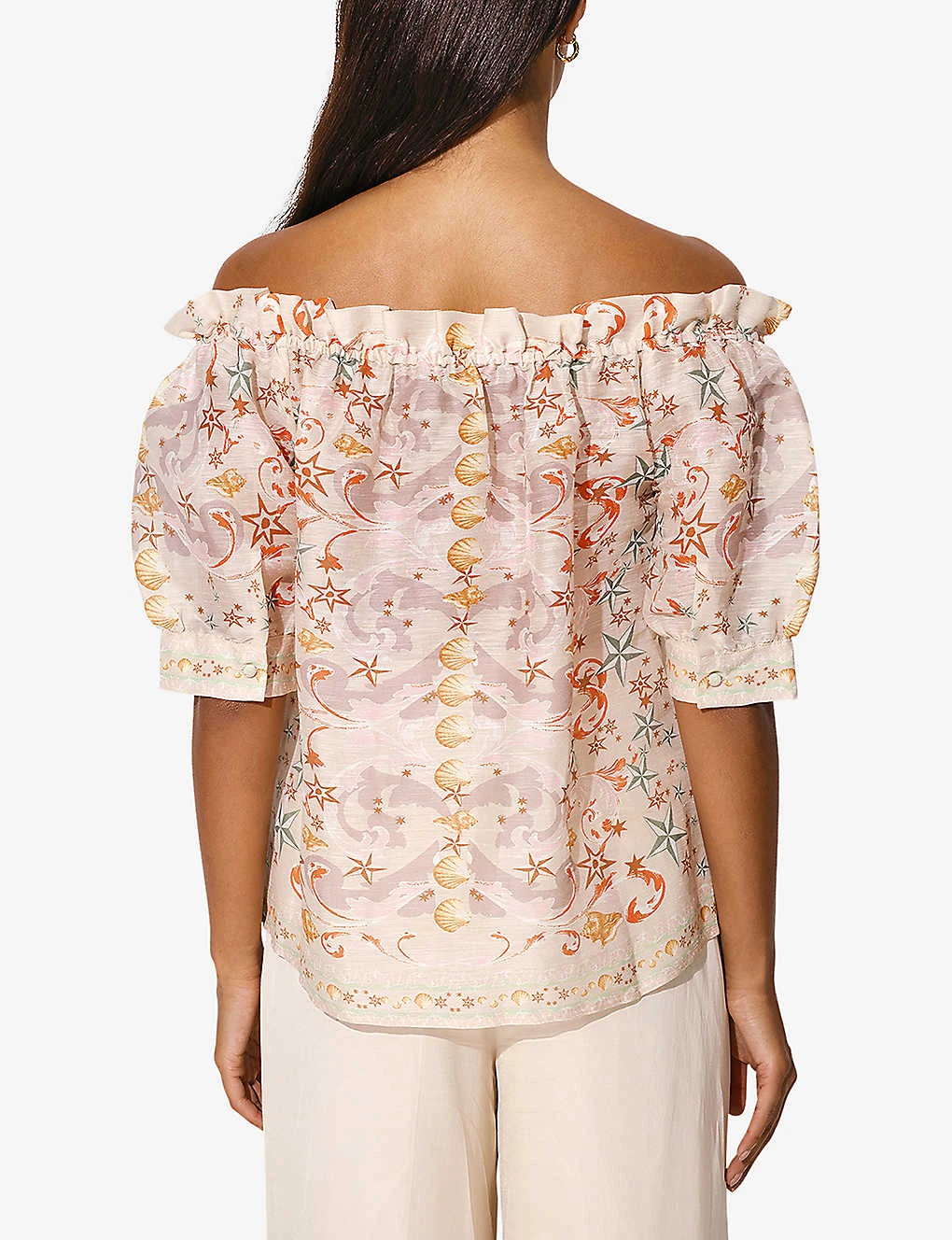 By Malina Marthe Ruffle-trim Linen-blend Top - Image 5