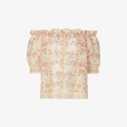 By Malina Marthe Ruffle-trim Linen-blend Top