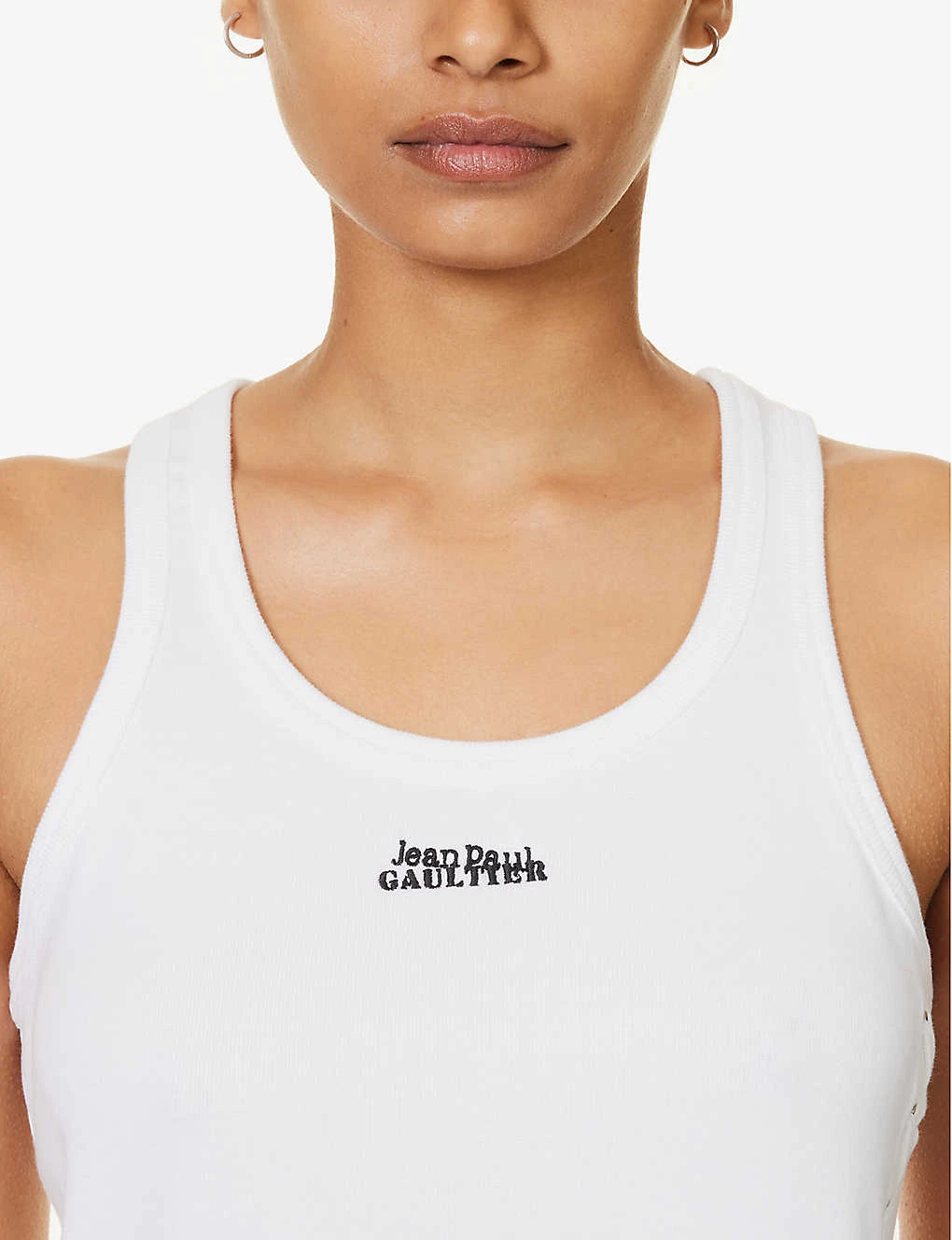 Jean Paul Gaultier Flower Lace-up Cotton-jersey Top - Image 6