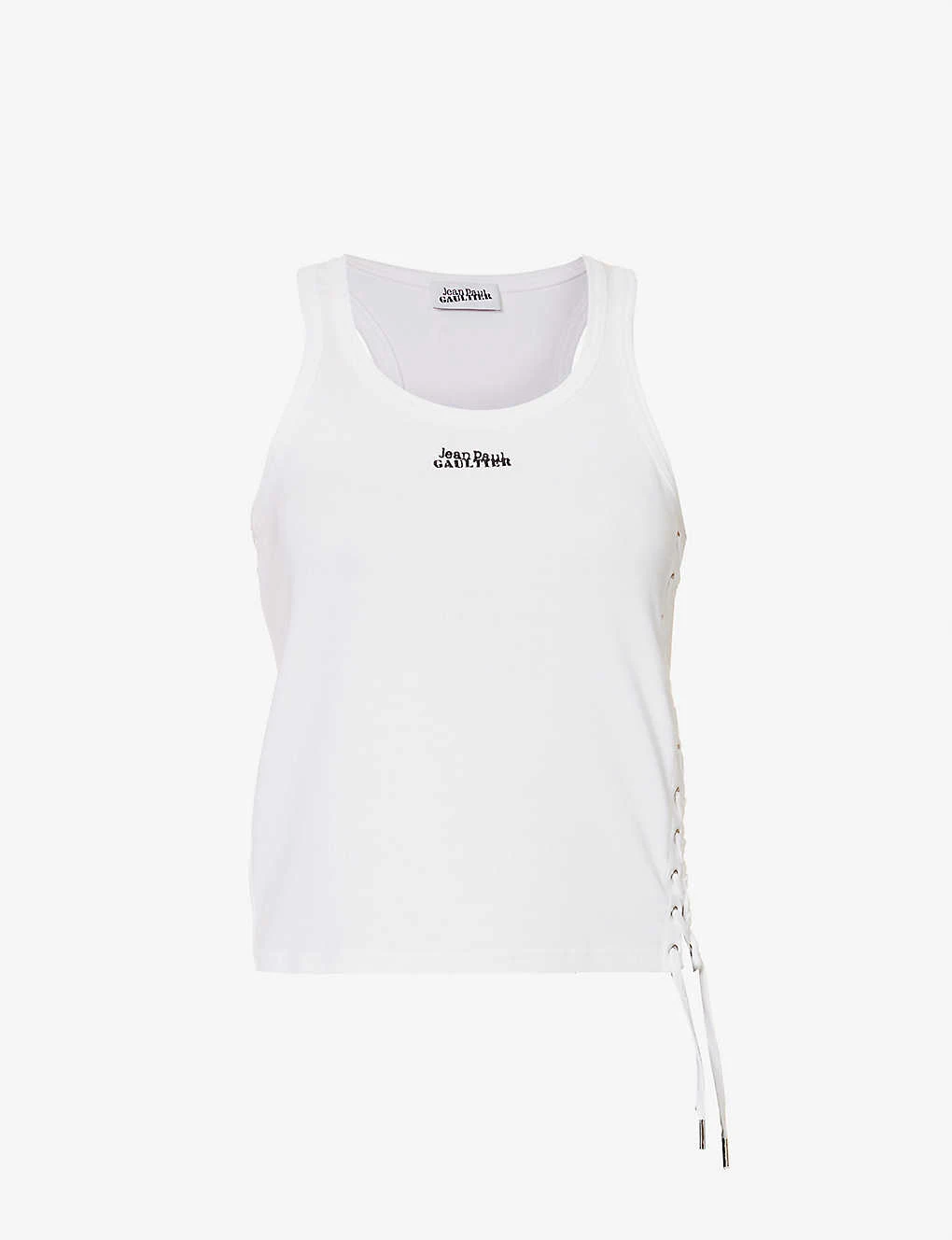 Jean Paul Gaultier Flower Lace-up Cotton-jersey Top