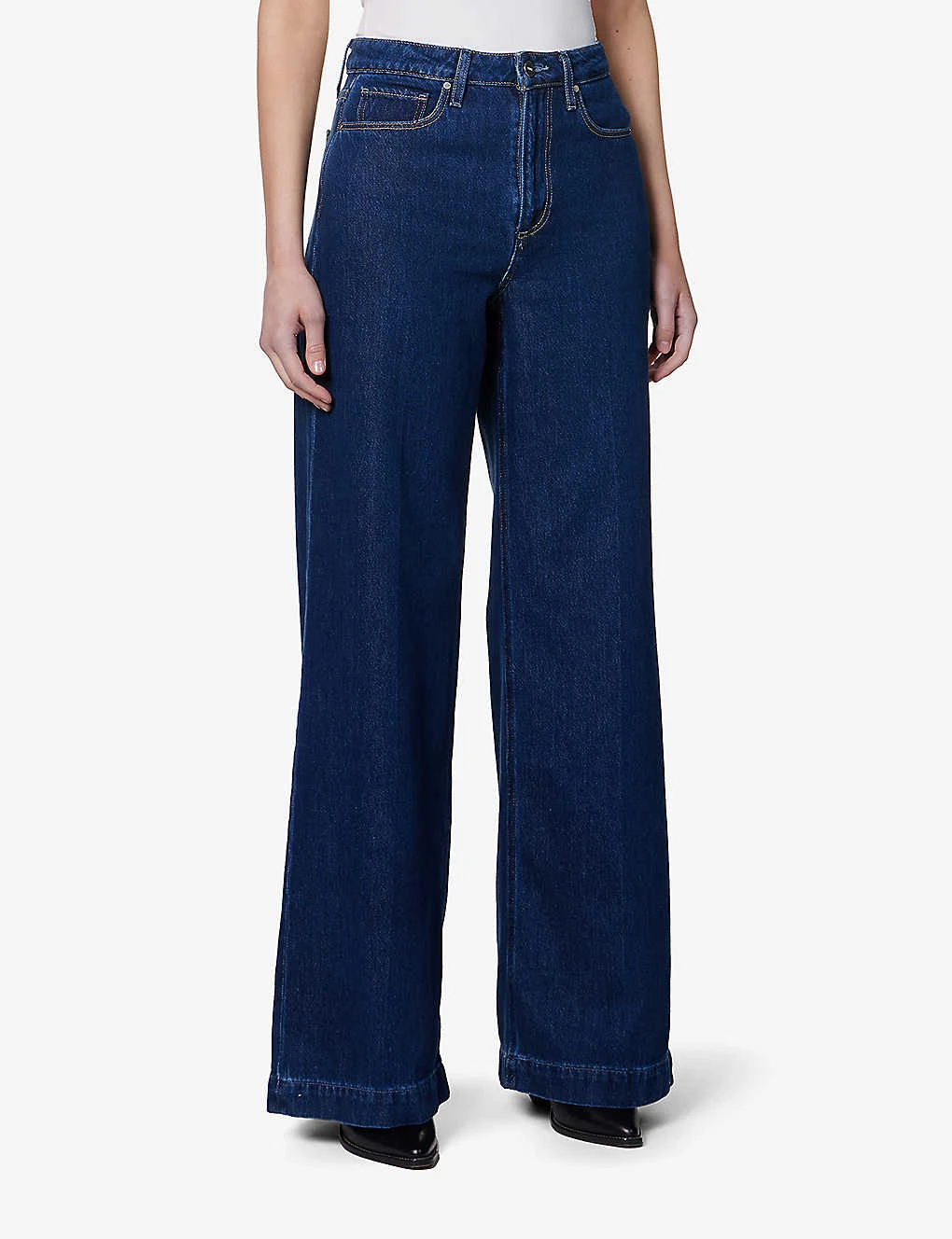 Paige Harper Contrast-stitch Wide-leg High-rise Jeans - Image 3
