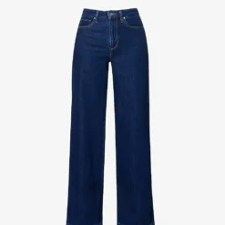 Paige Harper Contrast-stitch Wide-leg High-rise Jeans