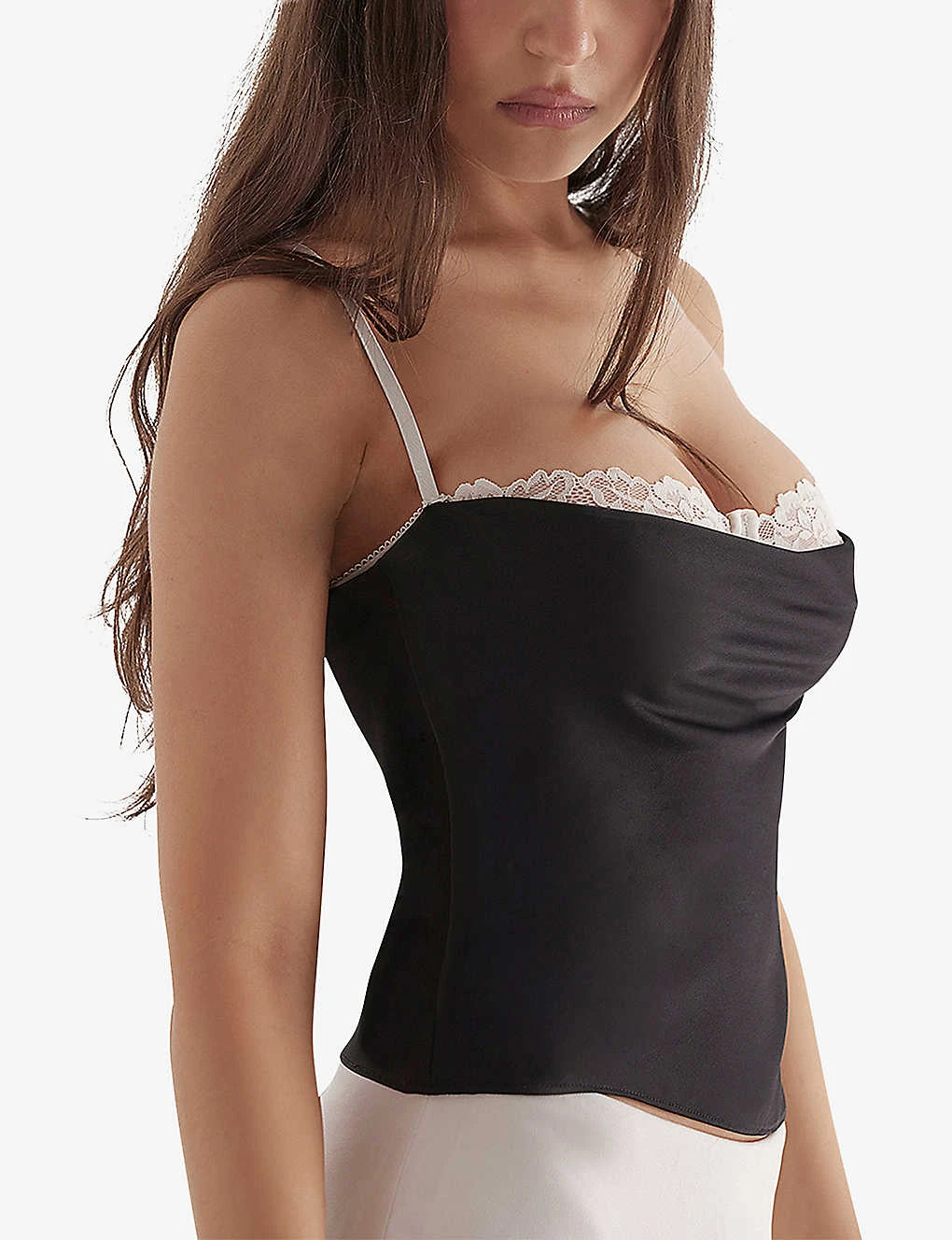 Eli Lace-trim Underwired Satin Top - Image 4