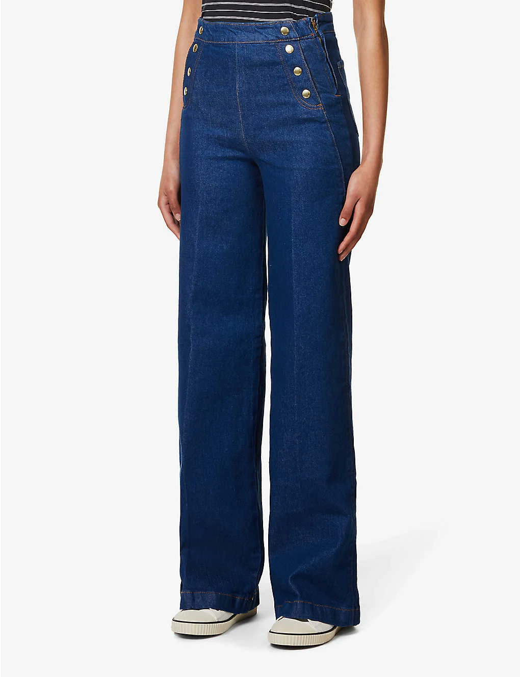 FRAME Sailor Snap Wide-leg Mid-rise Recycled-denim Jeans - Image 3