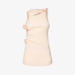 Coperni Asymmetric Rose-embellished Knitted Top