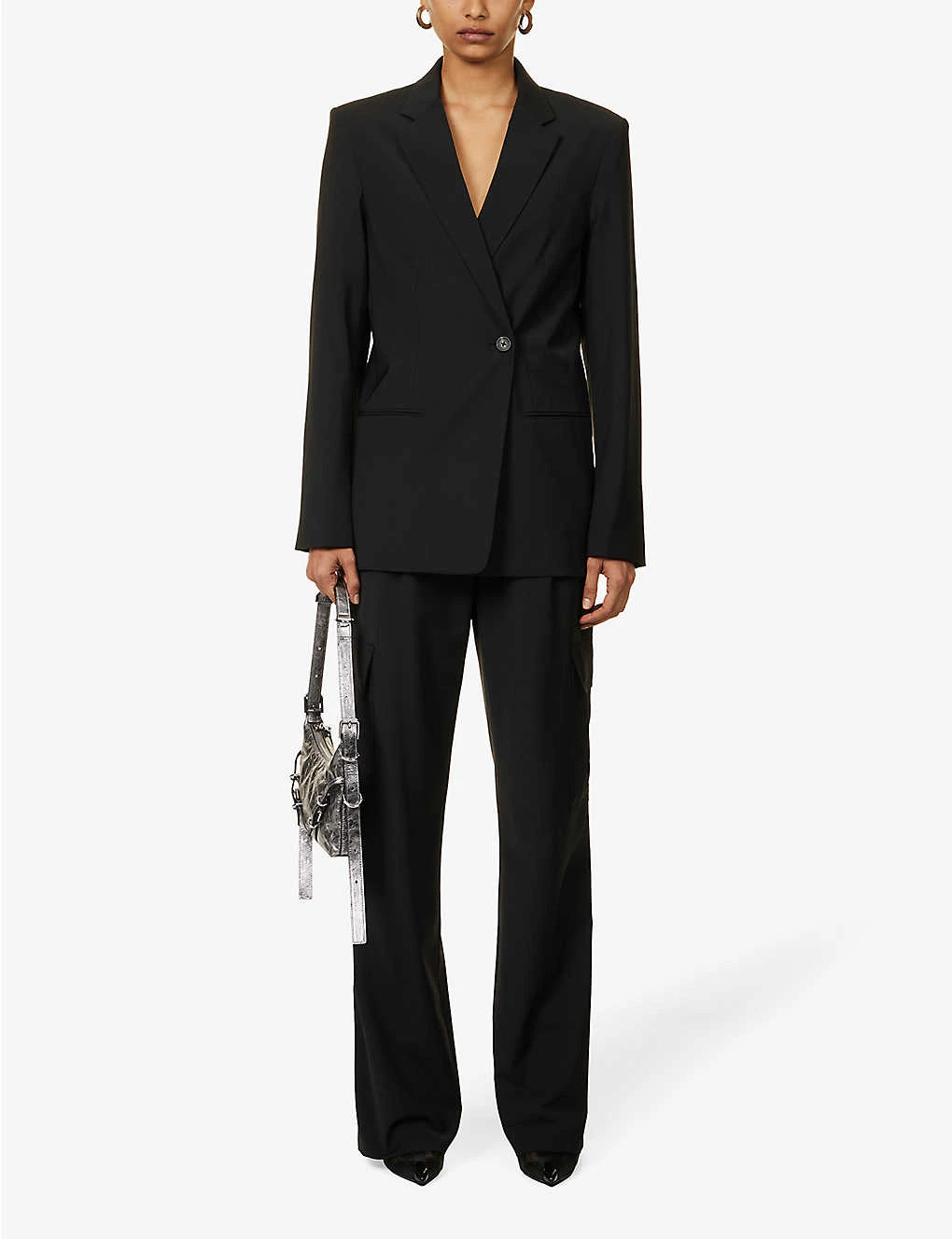 Helmut Lang Double-breasted Asymmetric Wool-blend Blazer - Image 2