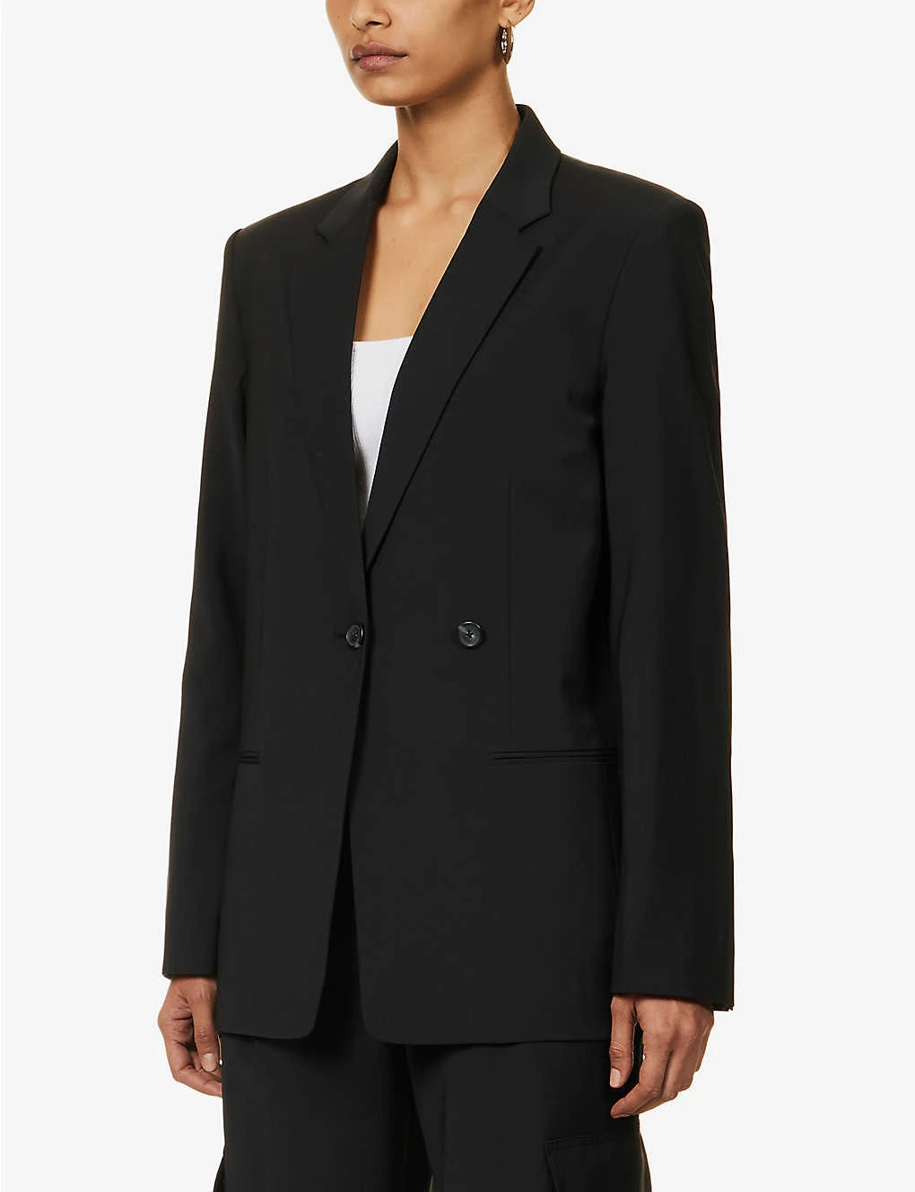 Helmut Lang Double-breasted Asymmetric Wool-blend Blazer - Image 3