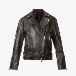 Weekend Max Mara Lessy Panelled Detachable-belt Regular-fit Leather Jacket