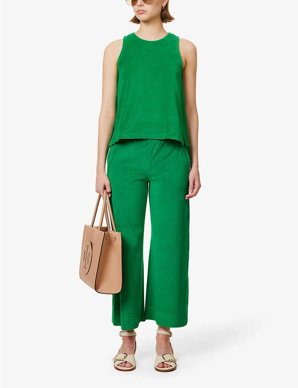 ME AND EM Scoop-neck Trapeze-shape Cotton-blend Top - Image 2