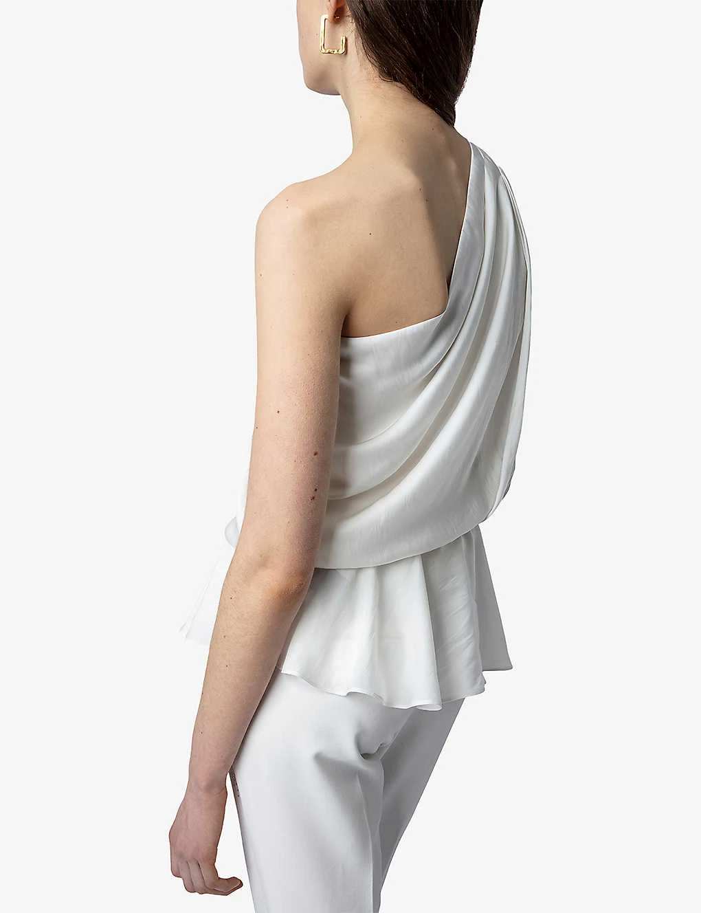 Zadig & Voltaire Tic Asymmetric-neck Satin Recycled Polyester-blend Top - Image 4