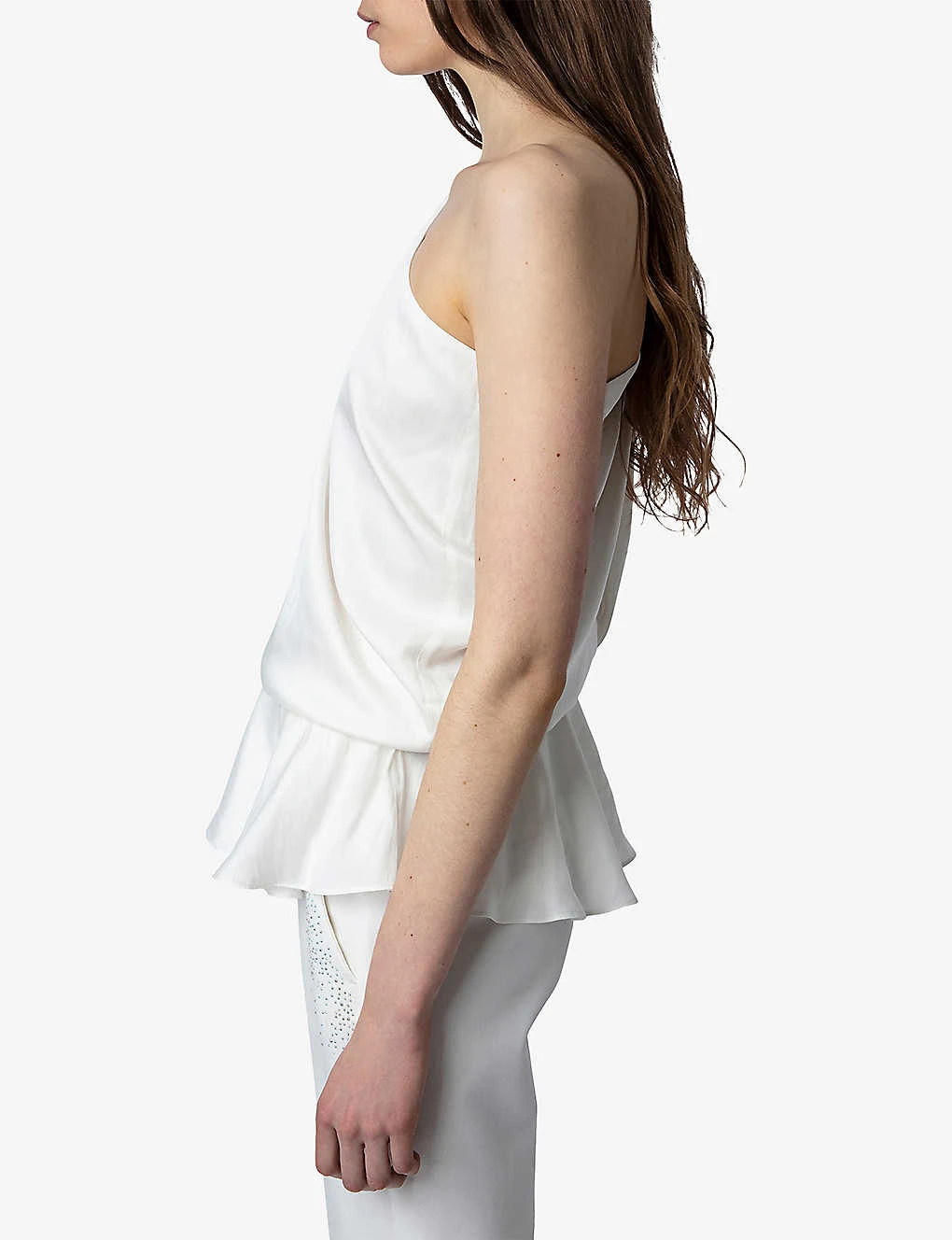 Zadig & Voltaire Tic Asymmetric-neck Satin Recycled Polyester-blend Top - Image 5