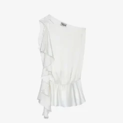 Zadig & Voltaire Tic Asymmetric-neck Satin Recycled Polyester-blend Top