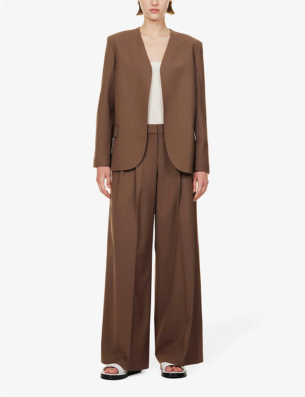 THEORY Wide-leg Low-rise Stretch-wool Trousers - Image 2