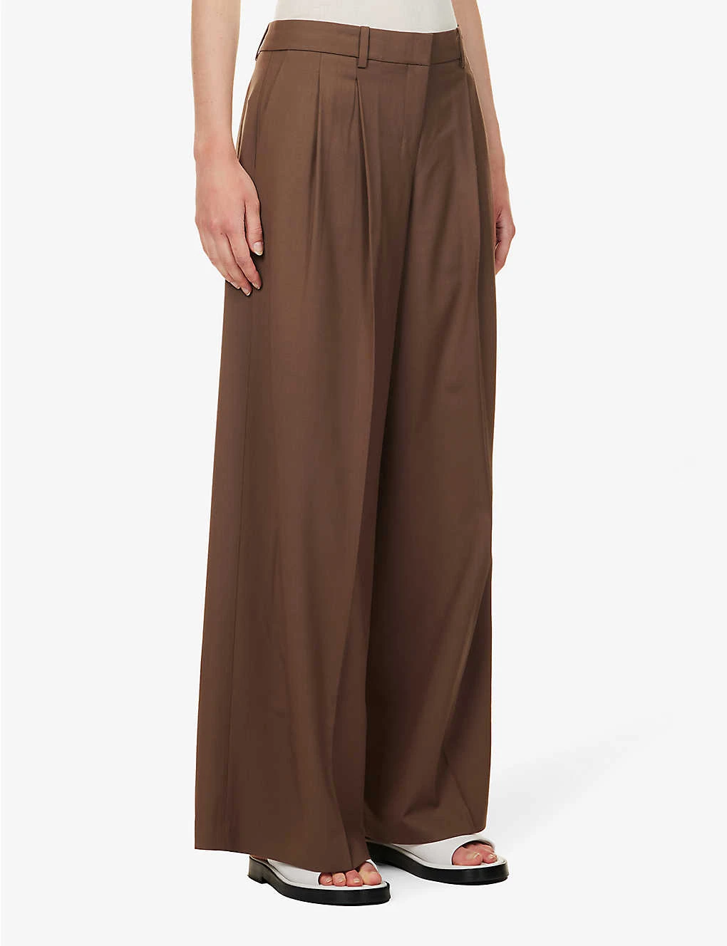 THEORY Wide-leg Low-rise Stretch-wool Trousers - Image 3