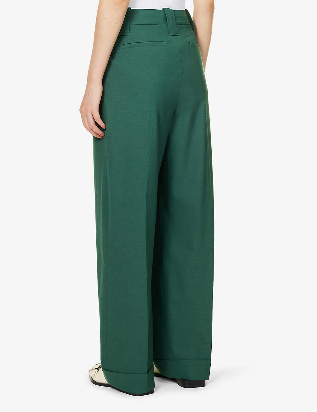 Ganni Drapey Relaxed-fit Straight-leg Mid-rise Recycled Polyester-blend Trousers - Image 4