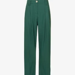 Ganni Drapey Relaxed-fit Straight-leg Mid-rise Recycled Polyester-blend Trousers