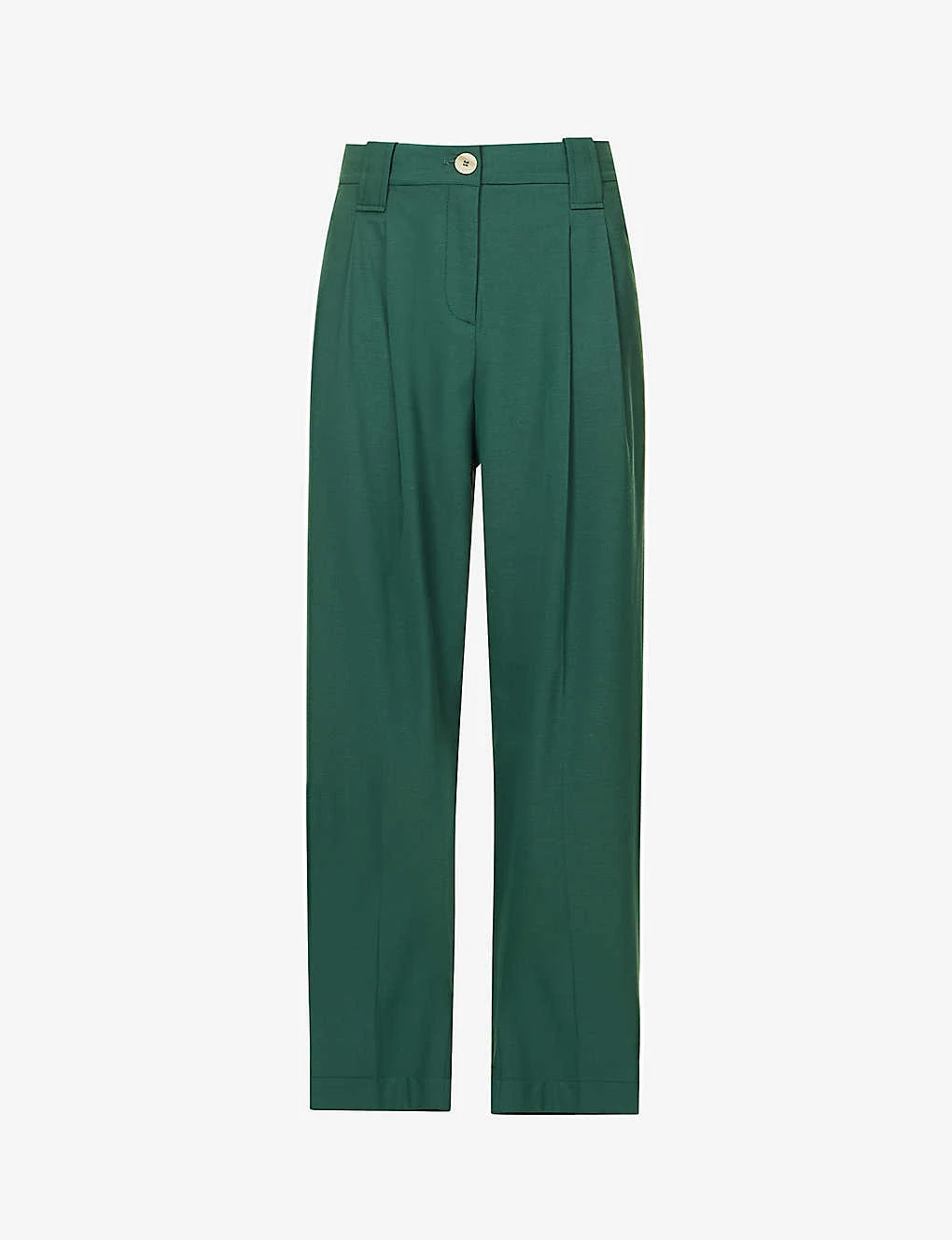 Ganni Drapey Relaxed-fit Straight-leg Mid-rise Recycled Polyester-blend Trousers