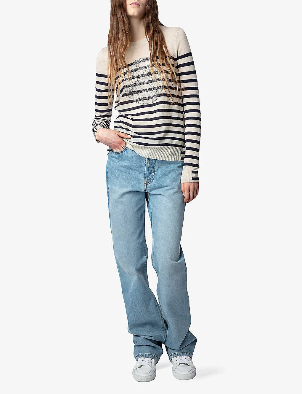 Zadig & Voltaire Source Crystal-embellished Striped Cashmere Jumper - Image 2