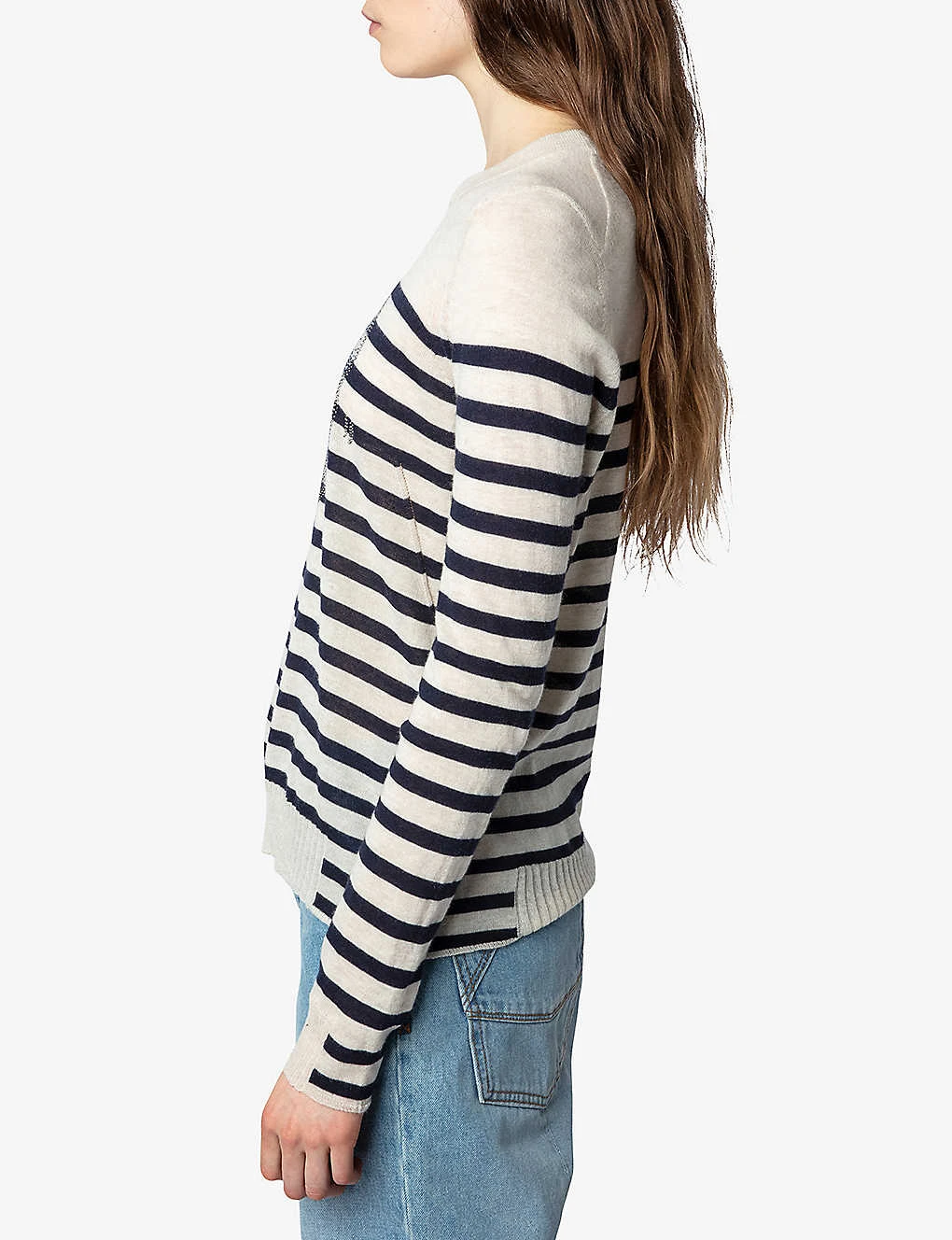 Zadig & Voltaire Source Crystal-embellished Striped Cashmere Jumper - Image 3