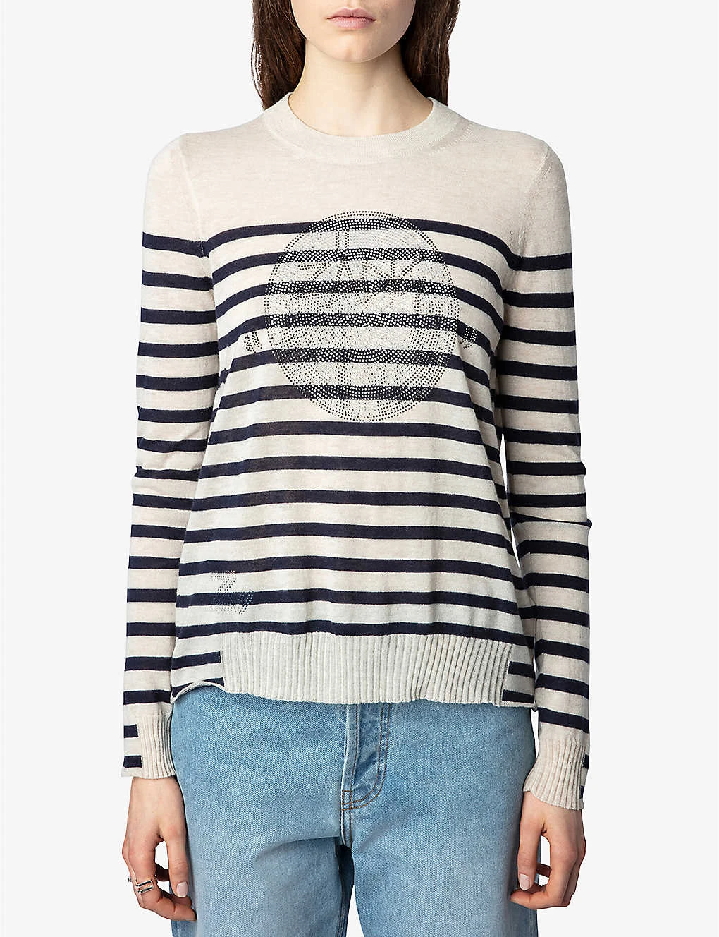 Zadig & Voltaire Source Crystal-embellished Striped Cashmere Jumper - Image 5