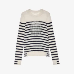 Zadig & Voltaire Source Crystal-embellished Striped Cashmere Jumper
