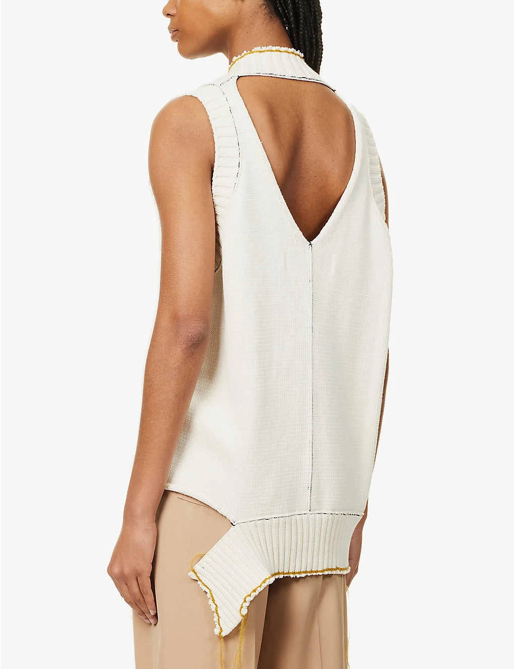 V-neck Relaxed-fit Cotton-blend Knitted Vest - Image 4