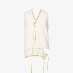 V-neck Relaxed-fit Cotton-blend Knitted Vest