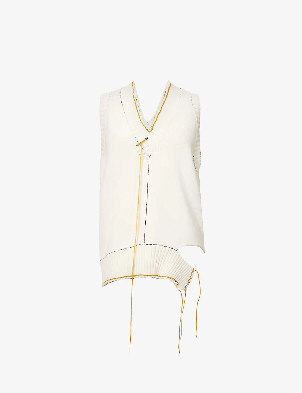 V-neck Relaxed-fit Cotton-blend Knitted Vest