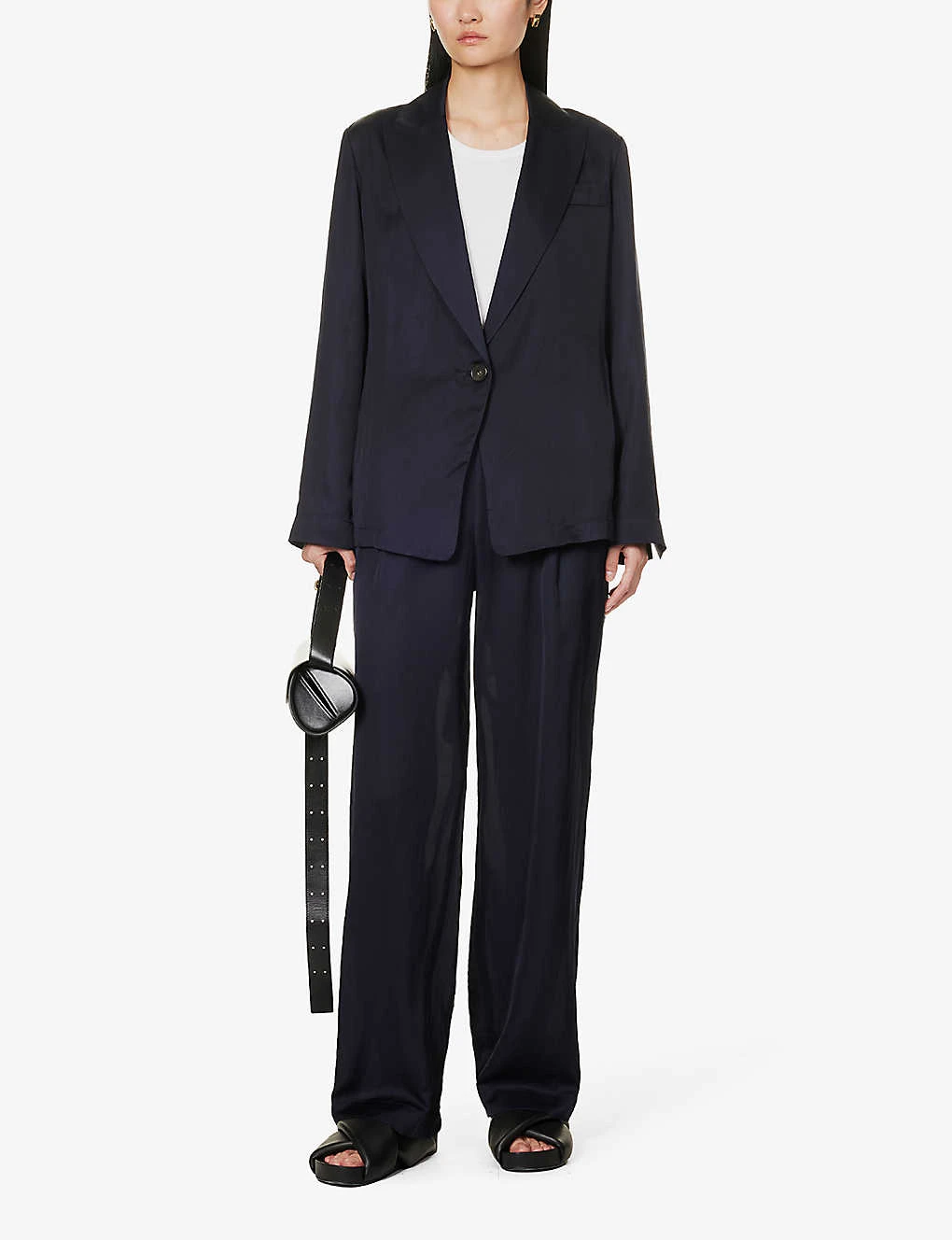 Vince Single-breasted Peak-lapel Cotton And Silk-blend Blazer - Image 2