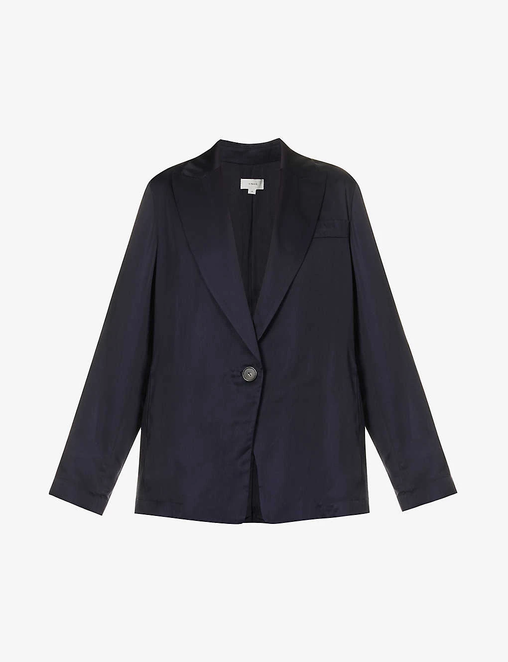 Vince Single-breasted Peak-lapel Cotton And Silk-blend Blazer