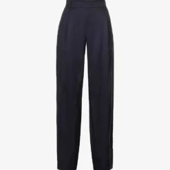 Vince Regular-fit Straight Wide-leg High-rise Cotton-silk Trousers