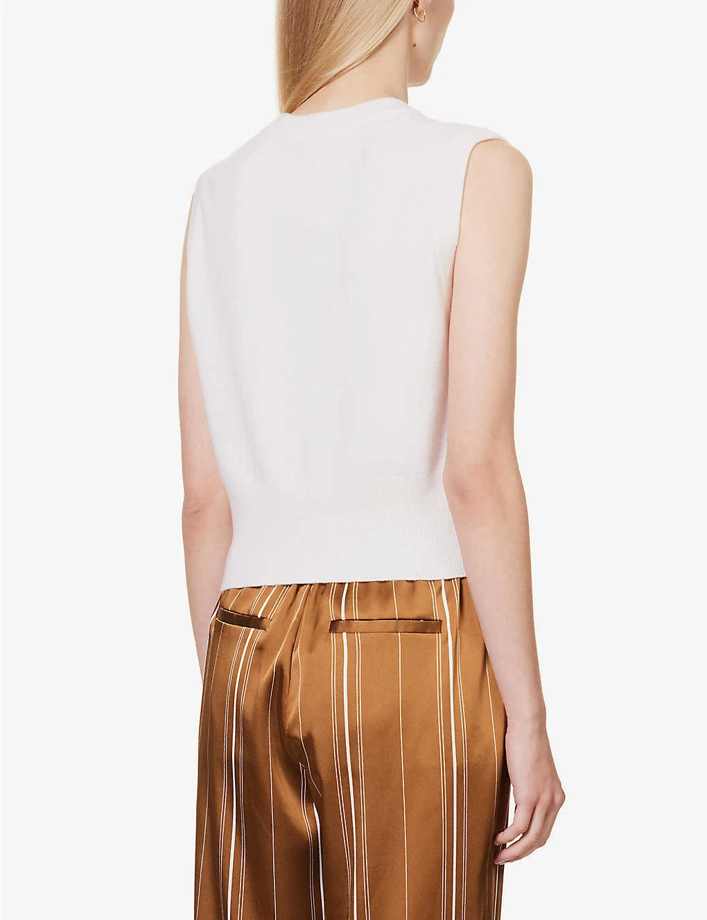 Vince Shrunken V-neck Stretch-wool Blend Vest - Image 4