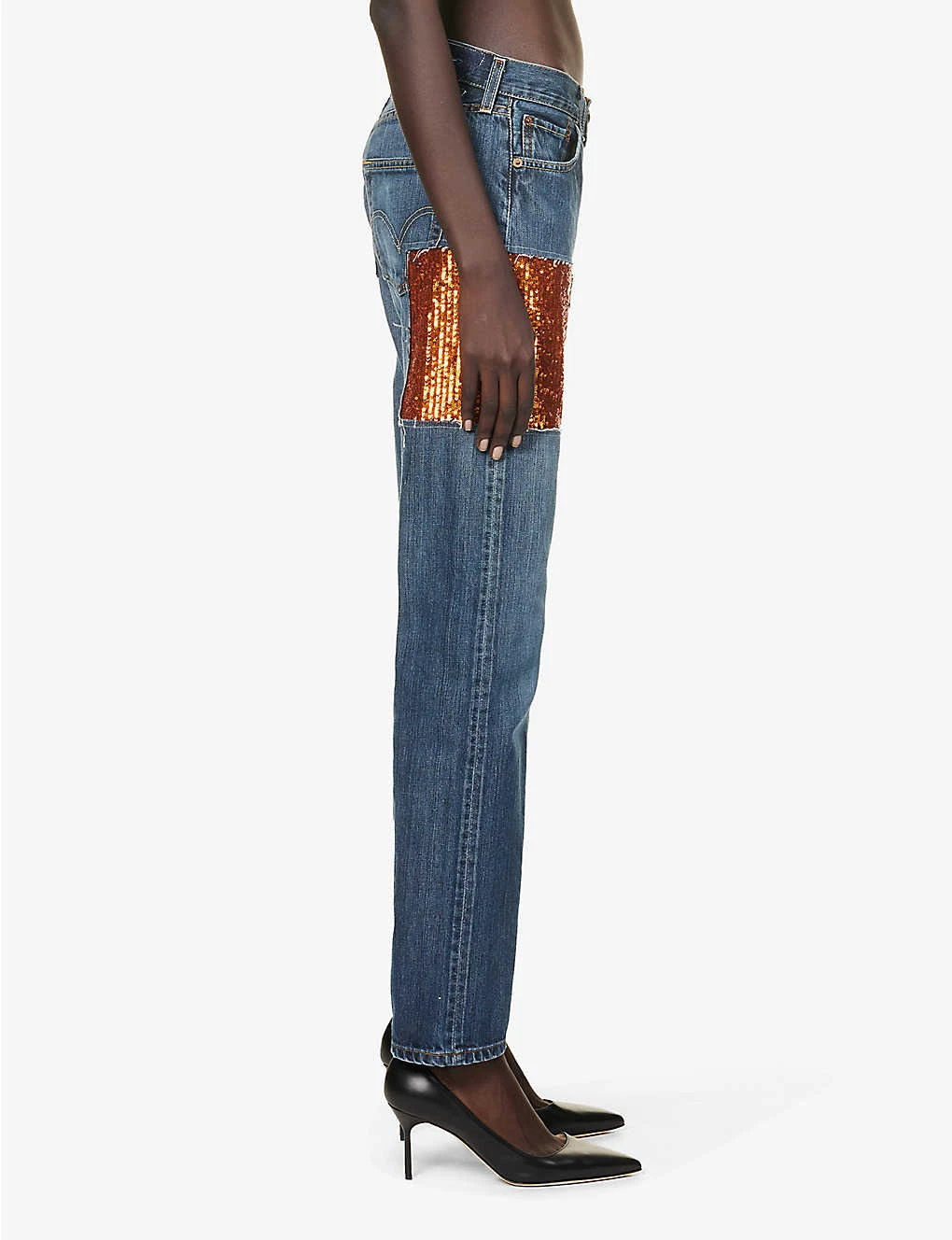 Sequin-embellished Straight-leg Mid-rise Jeans - Image 3