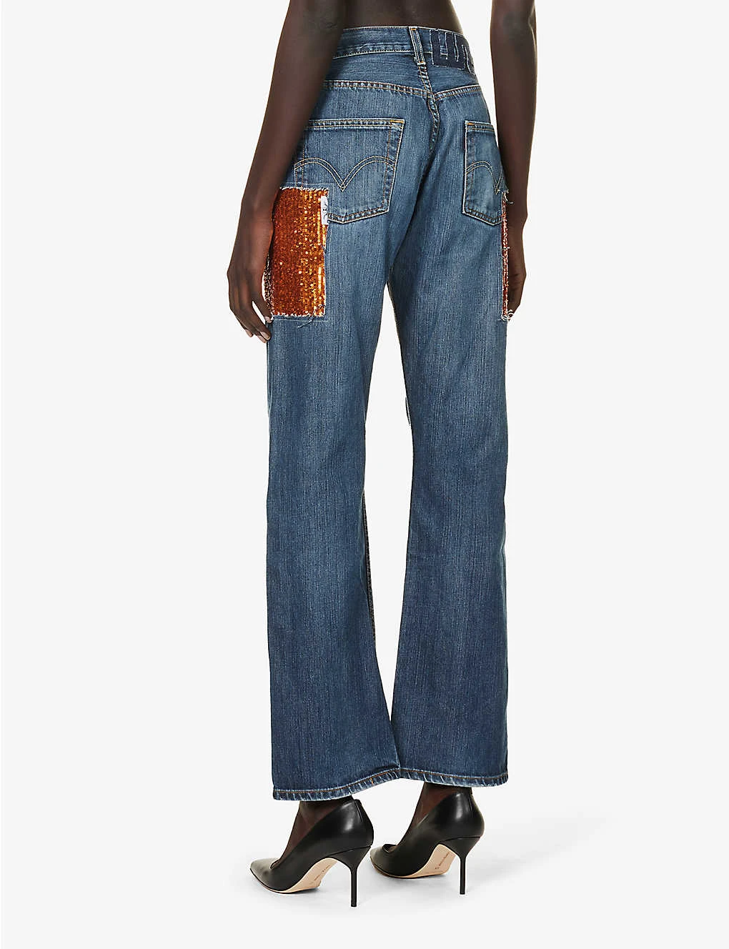 Sequin-embellished Straight-leg Mid-rise Jeans - Image 4