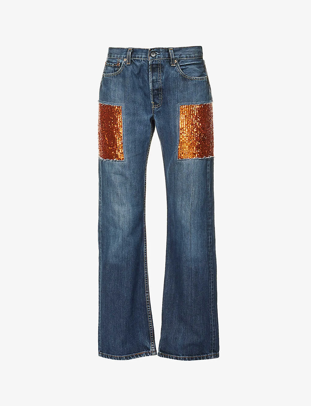 Sequin-embellished Straight-leg Mid-rise Jeans