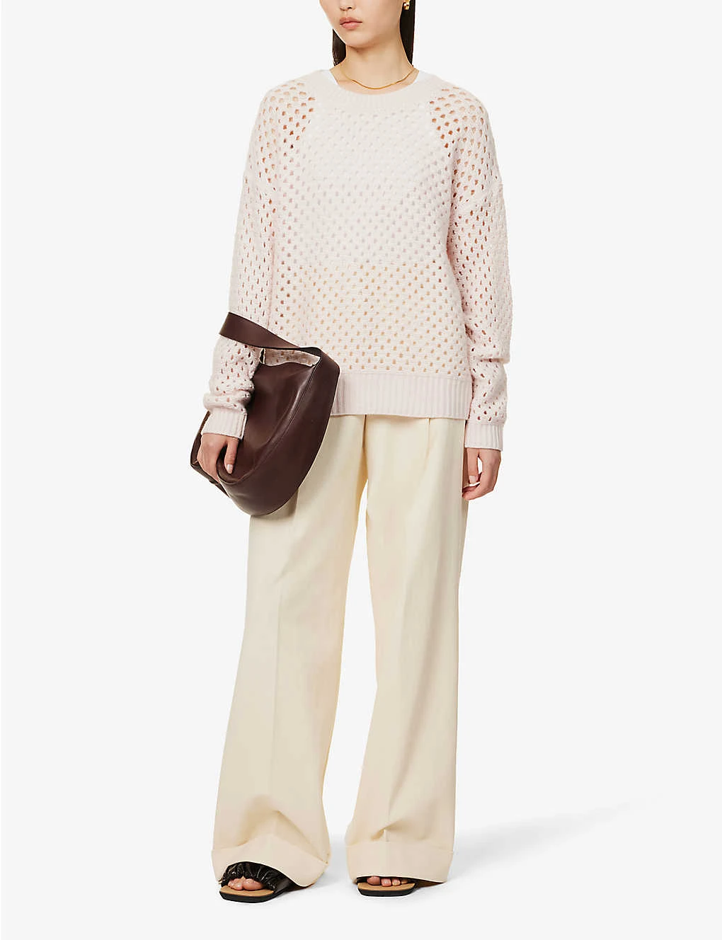 Mesh-knit Relaxed-fit Organic Cashmere-knitted Jumper - Image 2