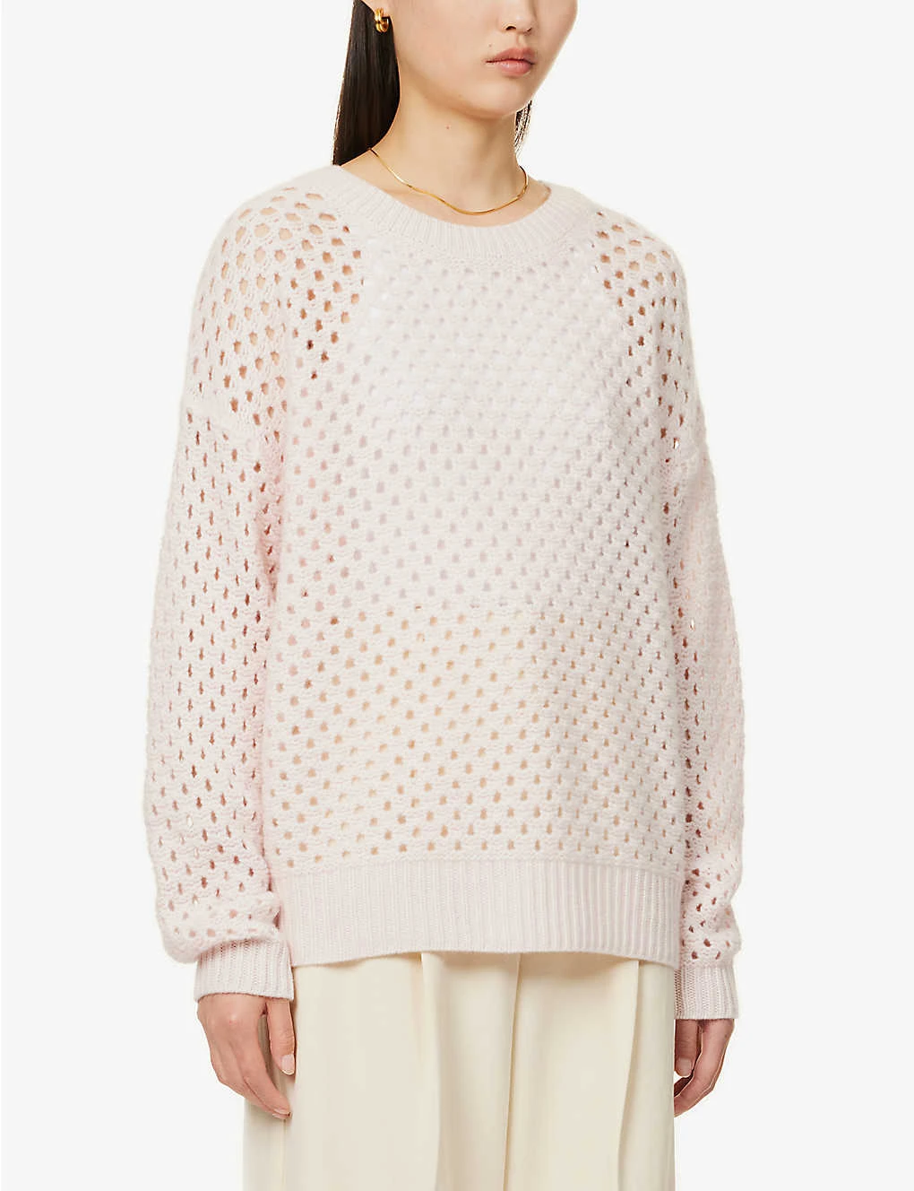 Mesh-knit Relaxed-fit Organic Cashmere-knitted Jumper - Image 3