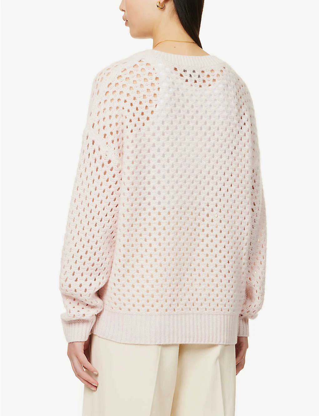 Mesh-knit Relaxed-fit Organic Cashmere-knitted Jumper - Image 4