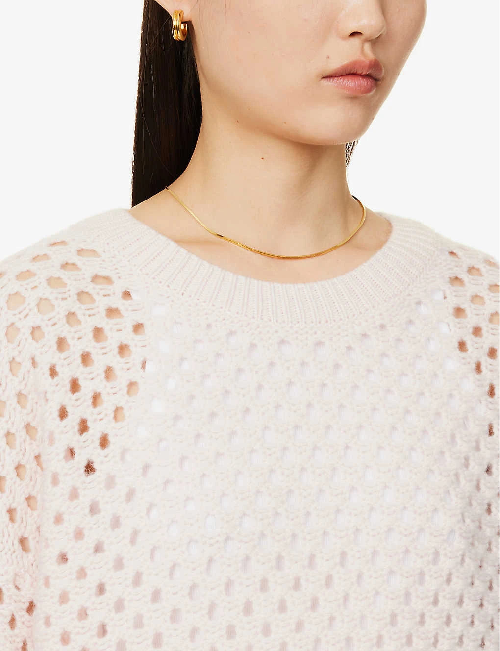 Mesh-knit Relaxed-fit Organic Cashmere-knitted Jumper - Image 5