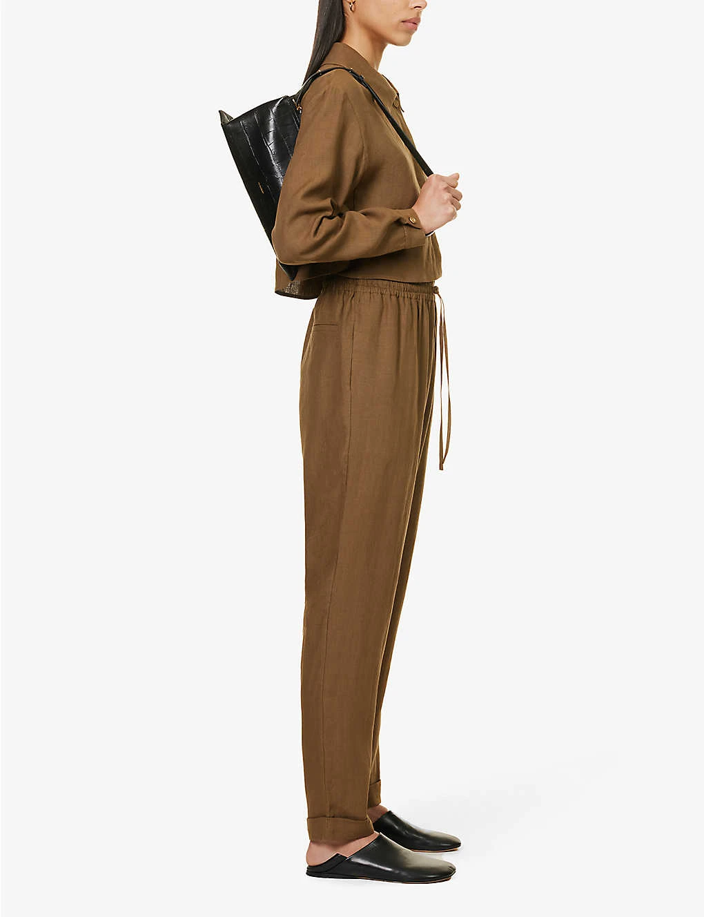 Straight-leg Mid-rise Linen Trousers - Image 2