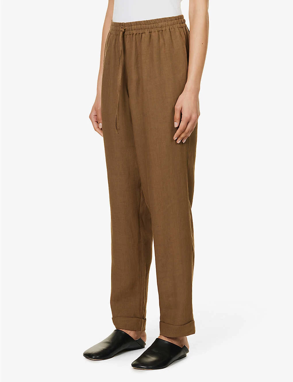 Straight-leg Mid-rise Linen Trousers - Image 3