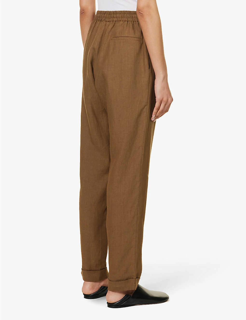 Straight-leg Mid-rise Linen Trousers - Image 4