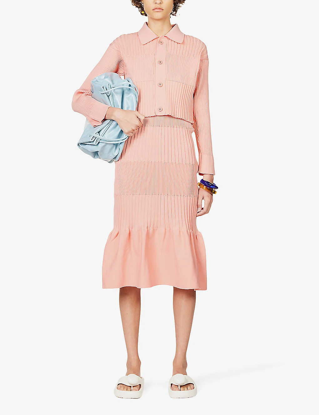 Fluted Cropped Recycled-polyester Cardigan - Image 2